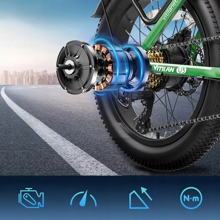 Green VITILAN U3 electric bike with aluminium frame