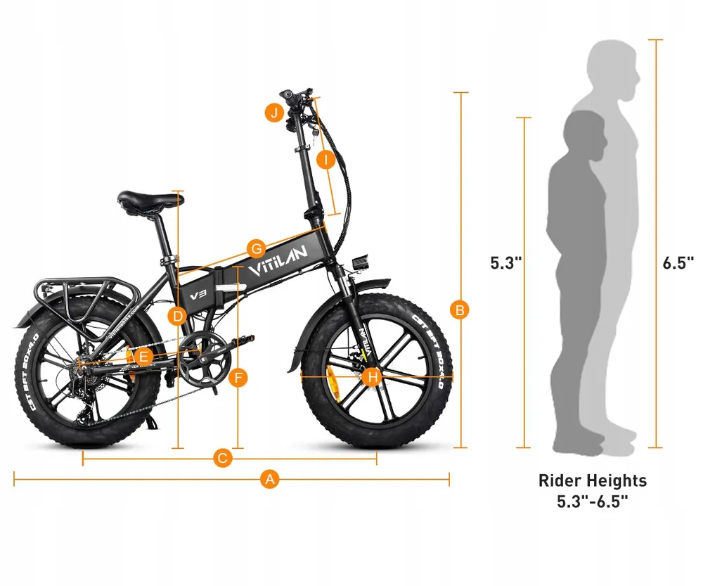 VITILAN V3 2.0 20 inch wheel size on electric folding bike