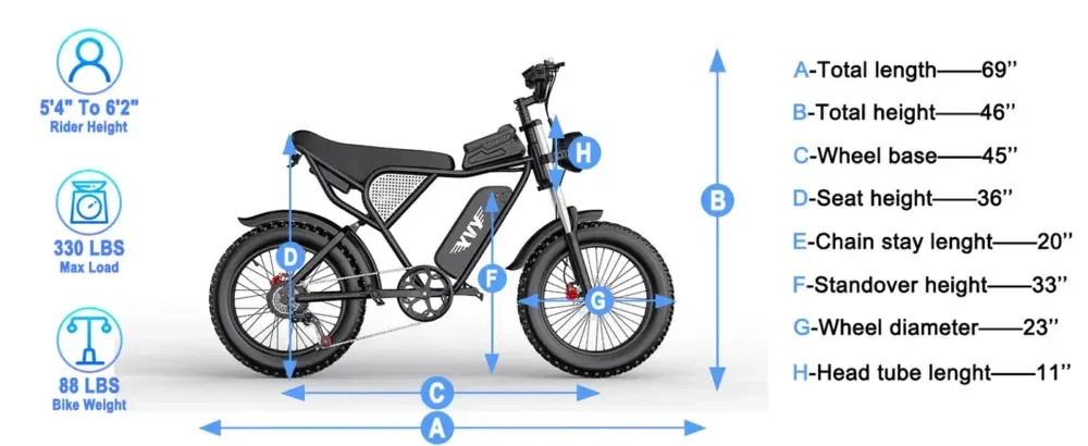 YVY C20 electric bike full side view with fat tires and dual suspension