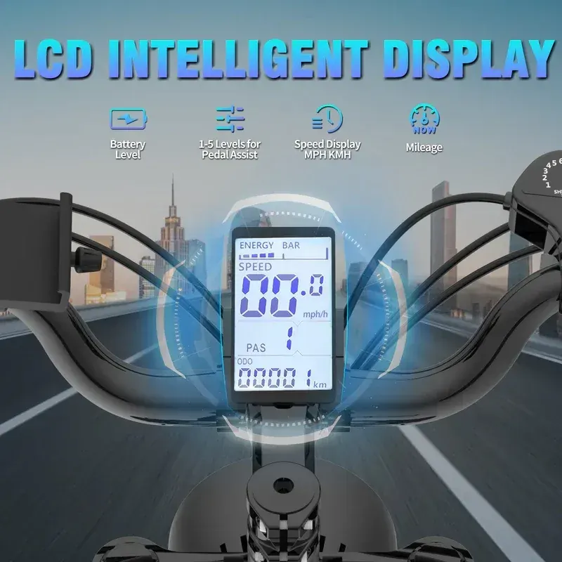 YVY C20 smart LCD display showing speed and battery level